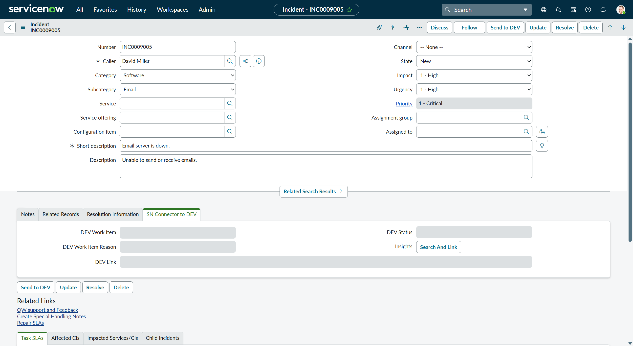 Embedded ServiceNow Jira integration
